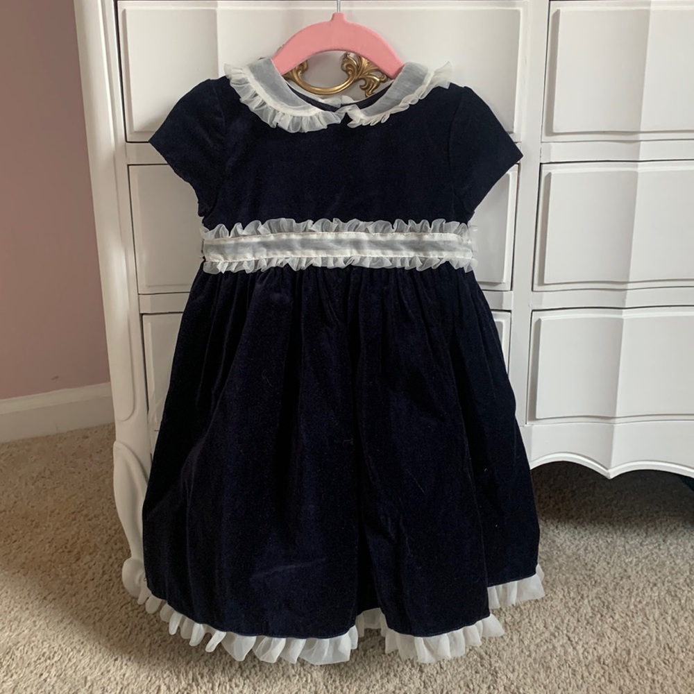 Laura Ashley Velvet Dress with Bow Peter Pan Collar size 2T / 24 months